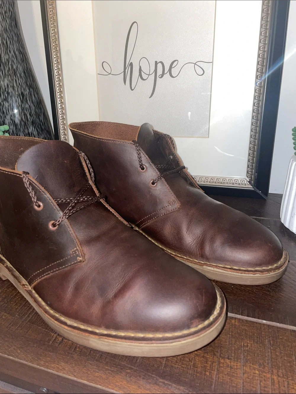 Clarks Bushacre II Men's Dark Brown Leather Chukka Dessert Boots Size 10.5 M